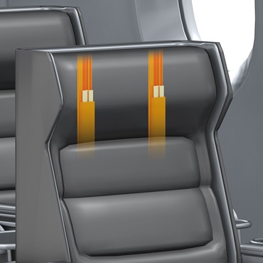 飞机内部：用于头垫的drylin 导向装置