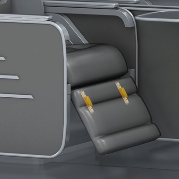 飞机内部；用于腿托的drylin 导向装置