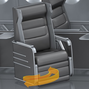 飞机内部：用于座椅转动调节的拖链
