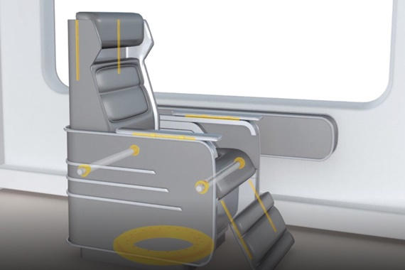 列车座椅配有各种免维护的 igus 部件